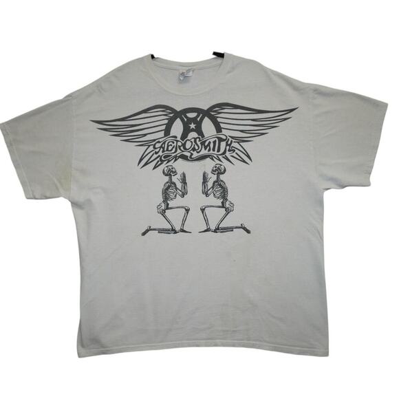 Vintage Aerosmith Band T-Shirt – Skeleton Kneeling Graphic Hanes Heavyweight 2XL - Picture 1 of 4